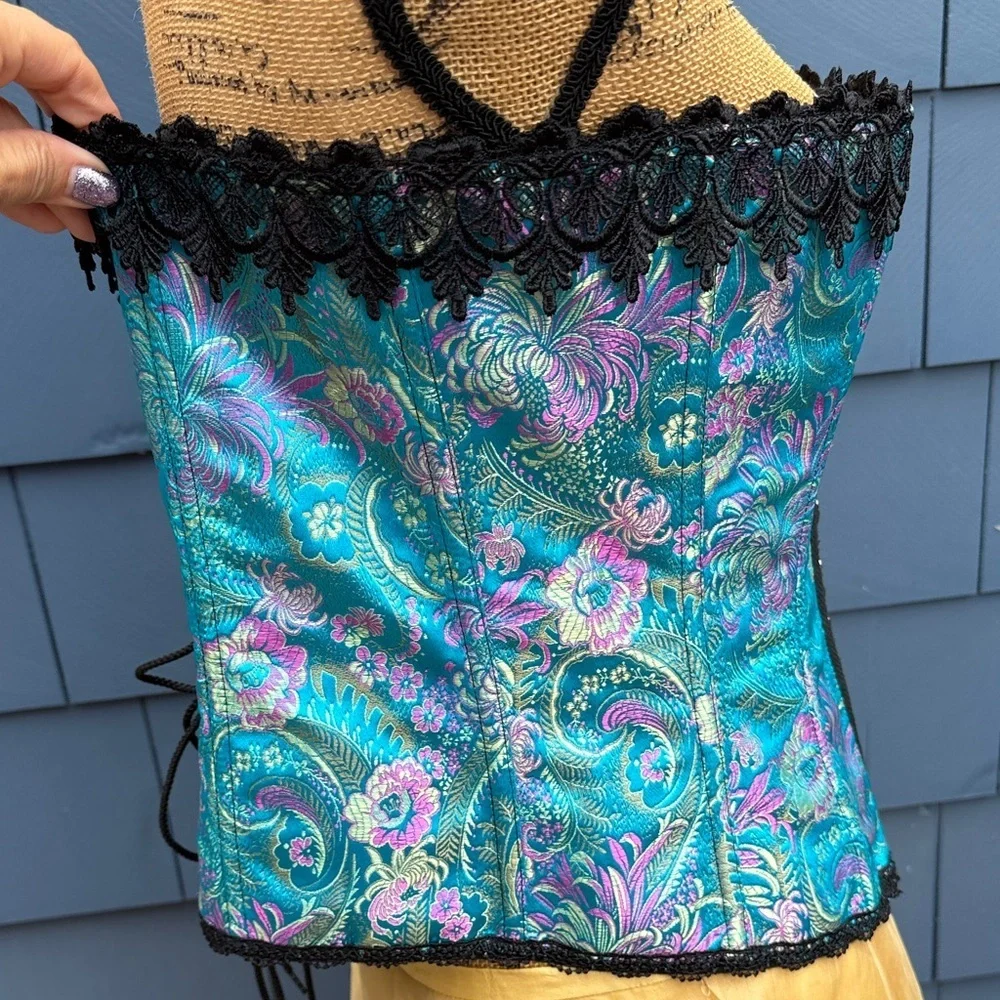 Tesa 38 Elegant Blue and Black Corset blue pink sexy